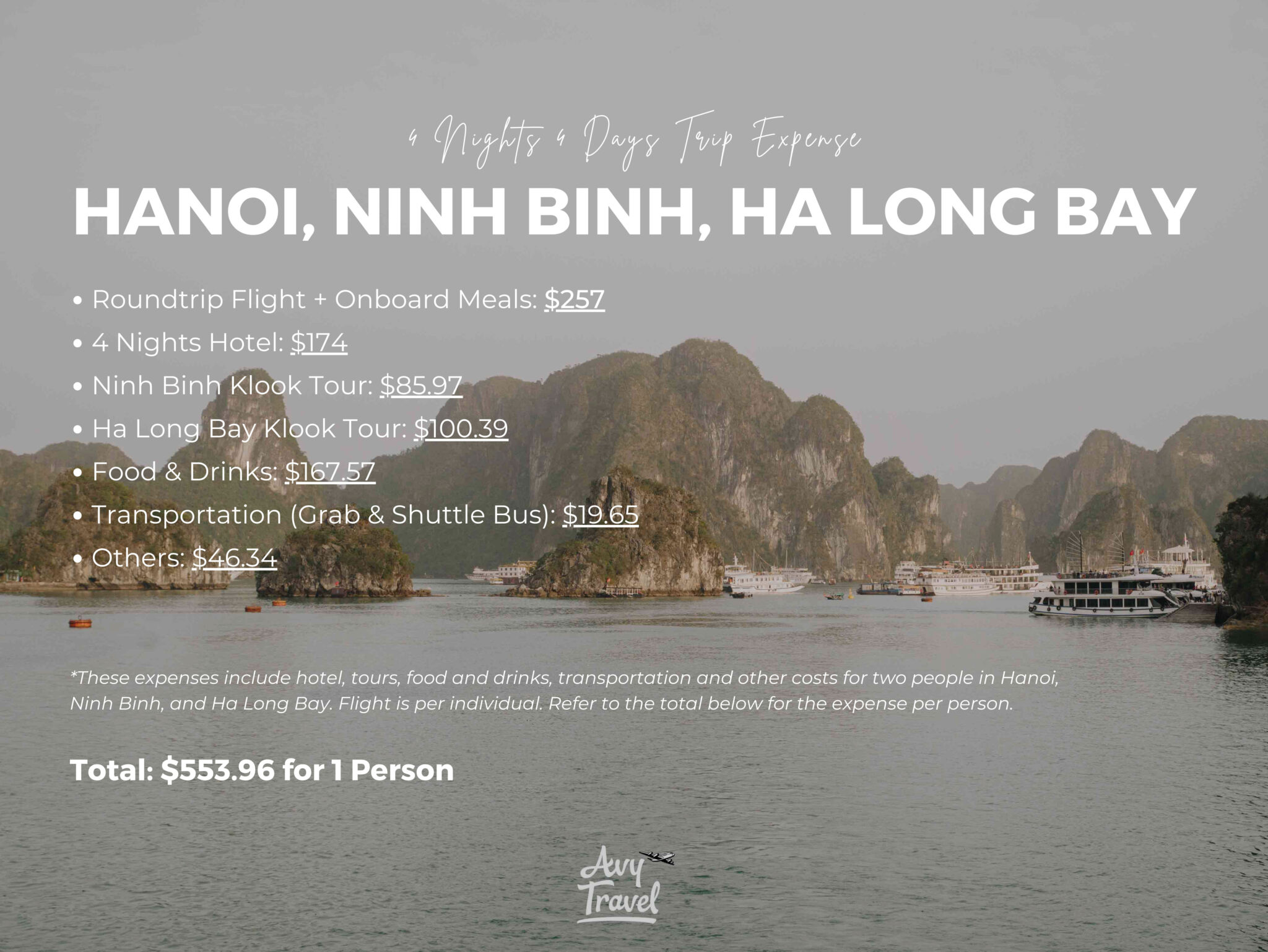 North Vietnam Expense Hanoi Ninh Binh Ha Long Bay